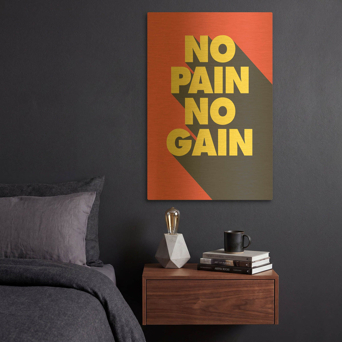 'No Pain No Gain' By GraphINC Gold Metal Wall Art