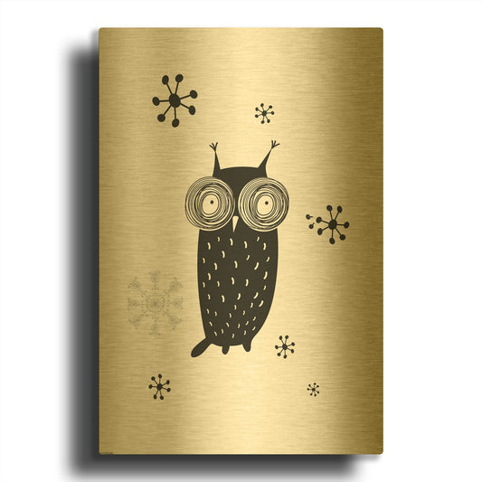 'Owl I' By GraphINC Gold Metal Wall Art