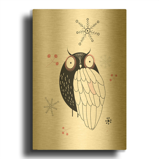 'Owl II' By GraphINC Gold Metal Wall Art