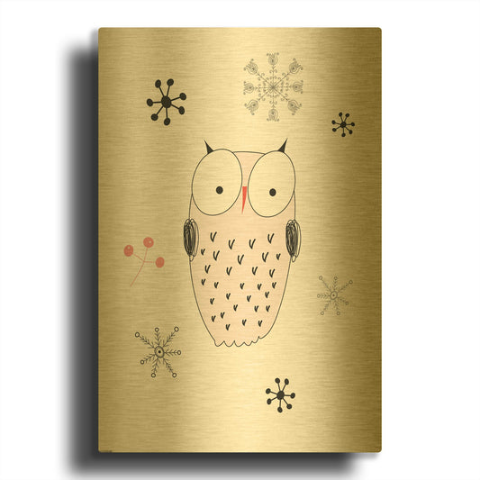 'Owl III' By GraphINC Gold Metal Wall Art