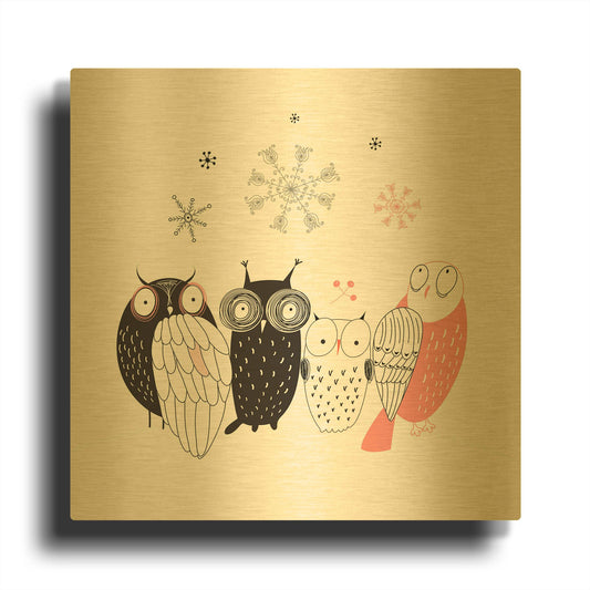 'Owl IV' By GraphINC Gold Metal Wall Art