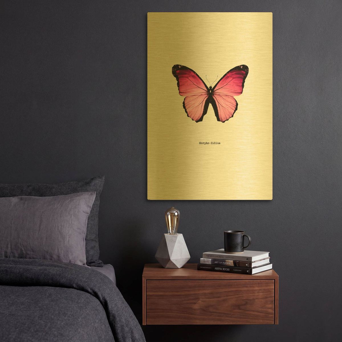 'Pink Butterfly' By GraphINC Gold Metal Wall Art