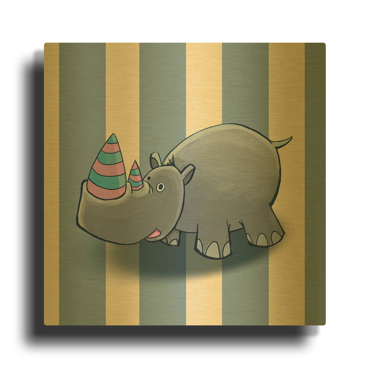 'Rhino' By GraphINC Gold Metal Wall Art