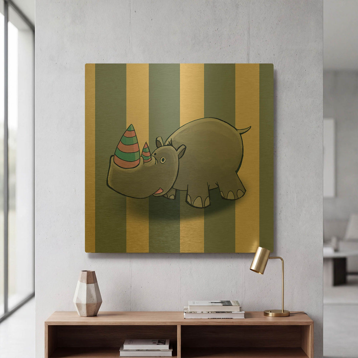 'Rhino' By GraphINC Gold Metal Wall Art