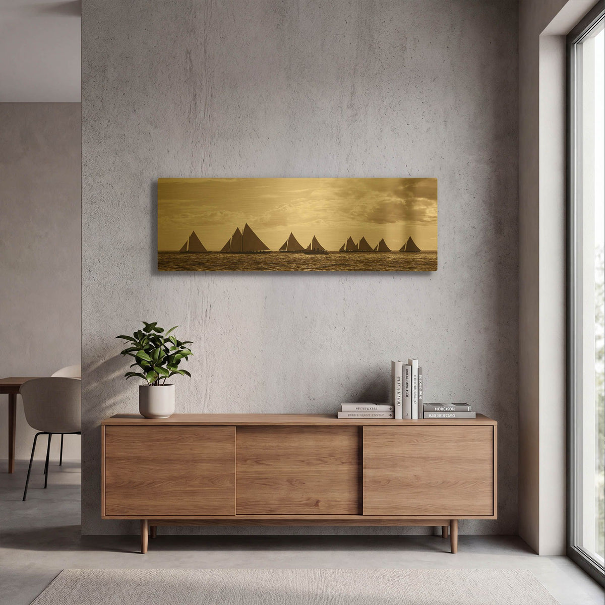 'Sailboats' By GraphINC Gold Metal Wall Art