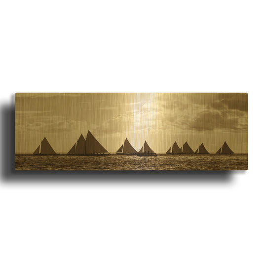 'Sailboats' By GraphINC Gold Metal Wall Art