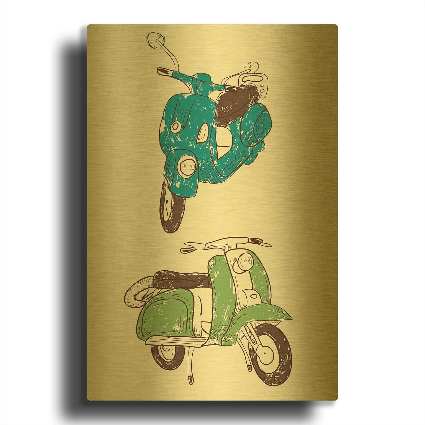 'Scooter I' By GraphINC Gold Metal Wall Art