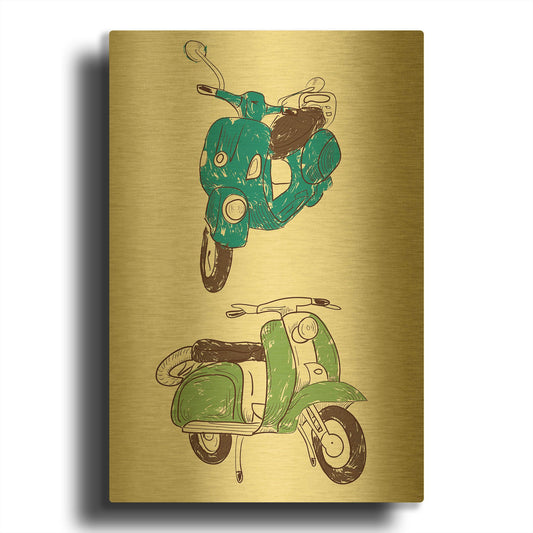 'Scooter I' By GraphINC Gold Metal Wall Art