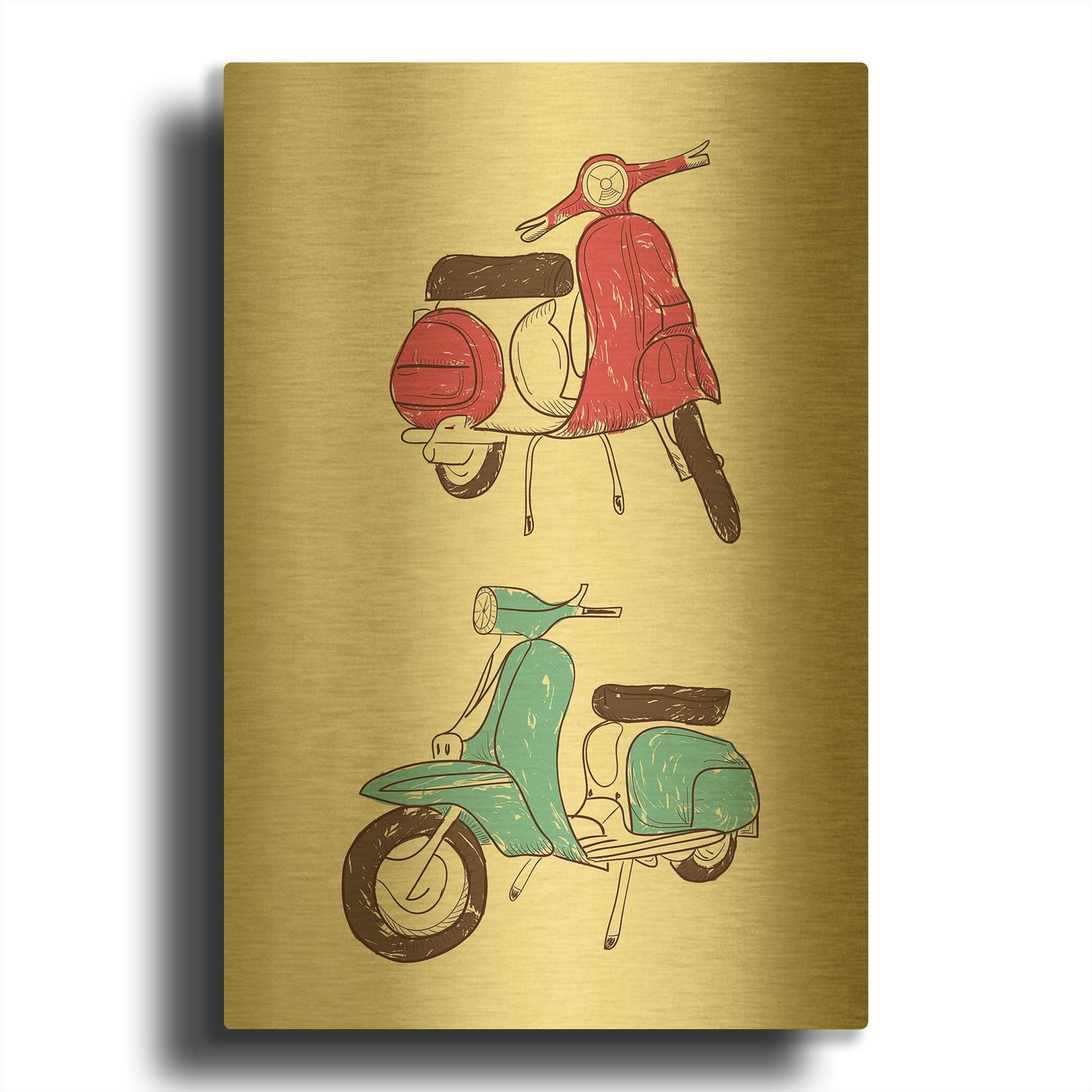 'Scooter II' By GraphINC Gold Metal Wall Art