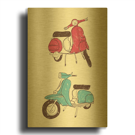 'Scooter II' By GraphINC Gold Metal Wall Art