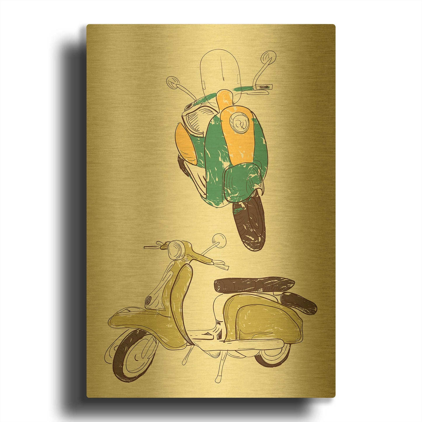'Scooter III' By GraphINC Gold Metal Wall Art