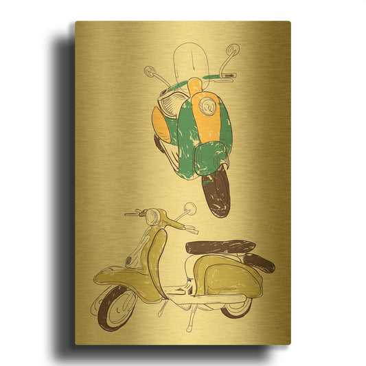 'Scooter III' By GraphINC Gold Metal Wall Art
