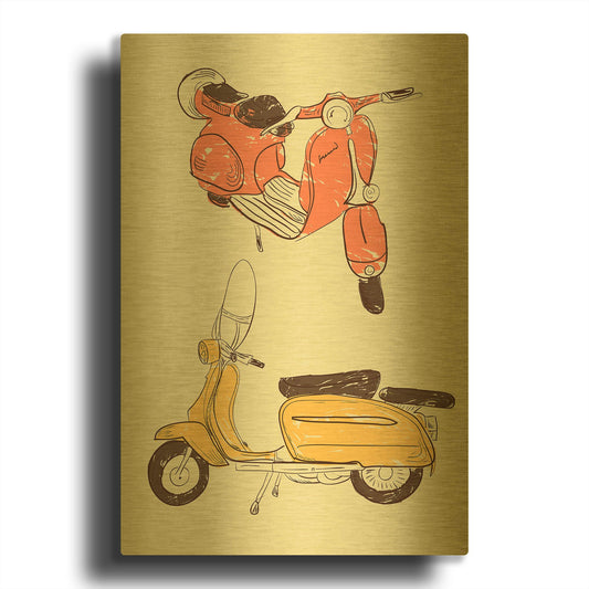 'Scooter IV' By GraphINC Gold Metal Wall Art