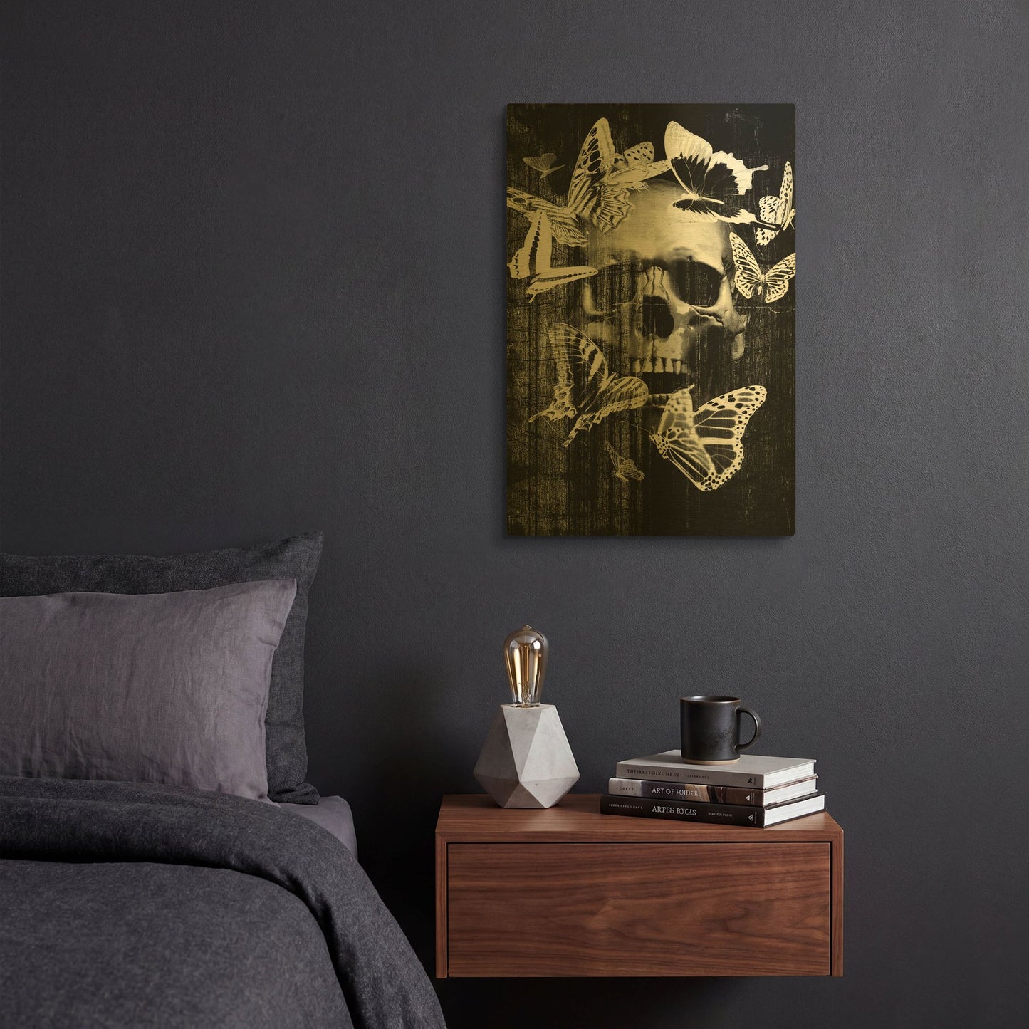 'Skull Butterfly Crown' By GraphINC Gold Metal Wall Art