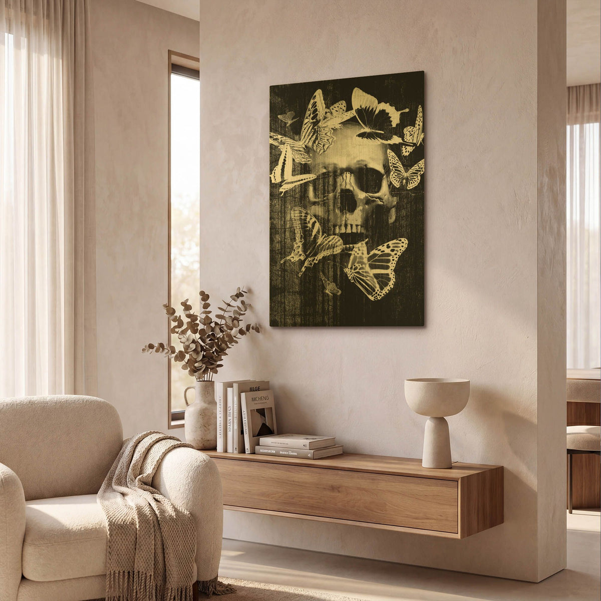 'Skull Butterfly Crown' By GraphINC Gold Metal Wall Art