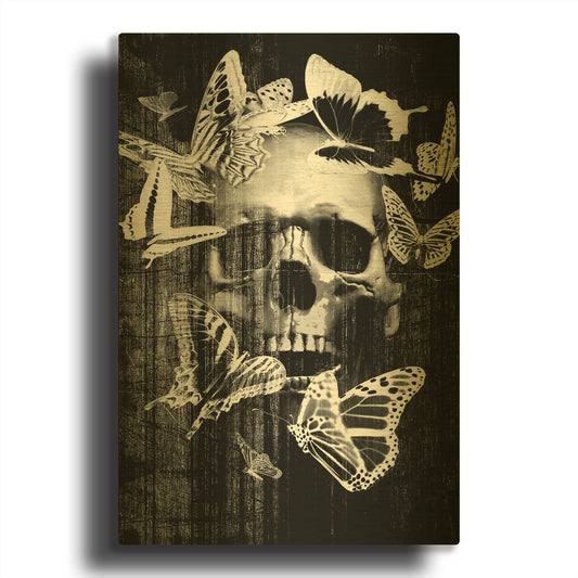 'Skull Butterfly Crown' By GraphINC Gold Metal Wall Art