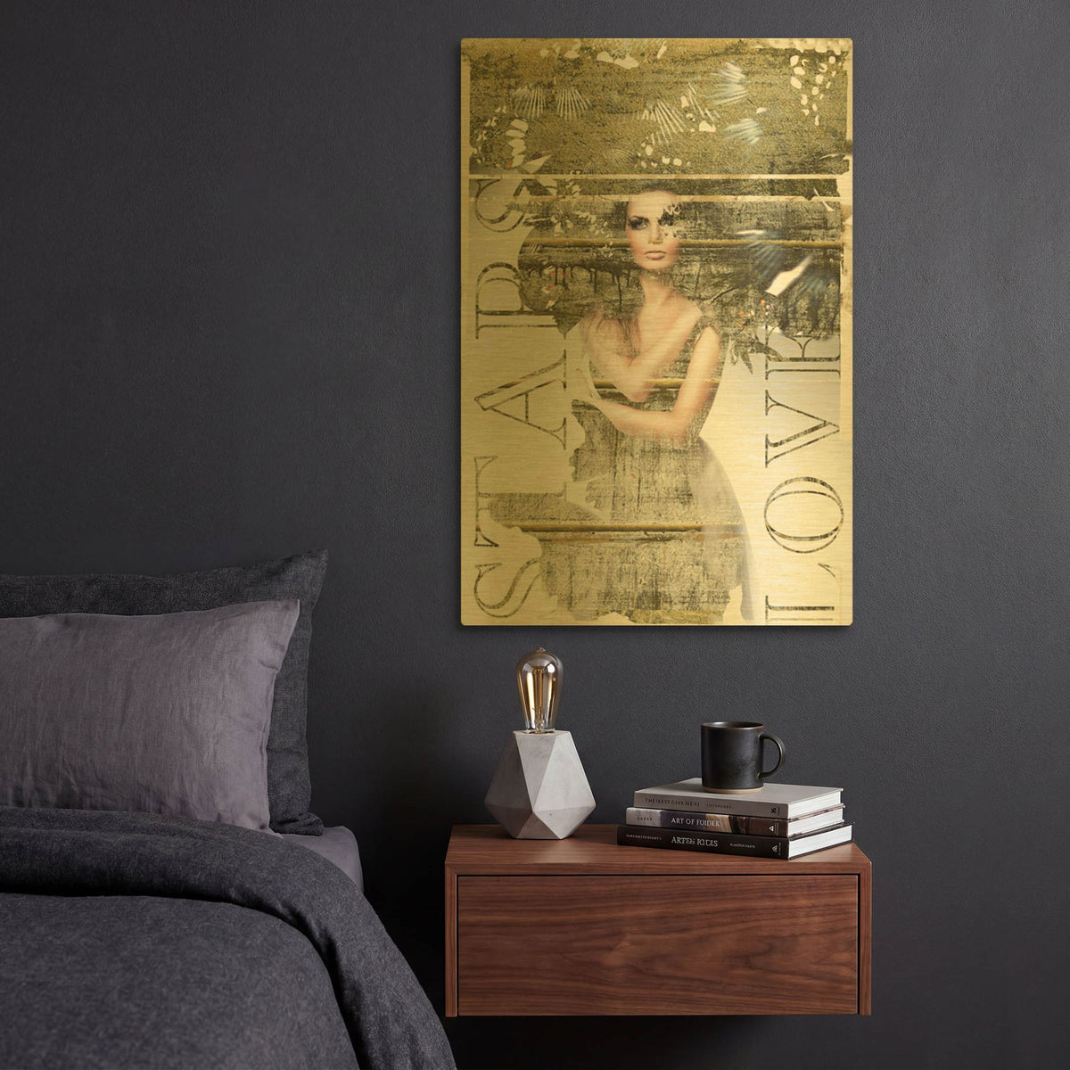 'Star Lovers' By GraphINC Gold Metal Wall Art