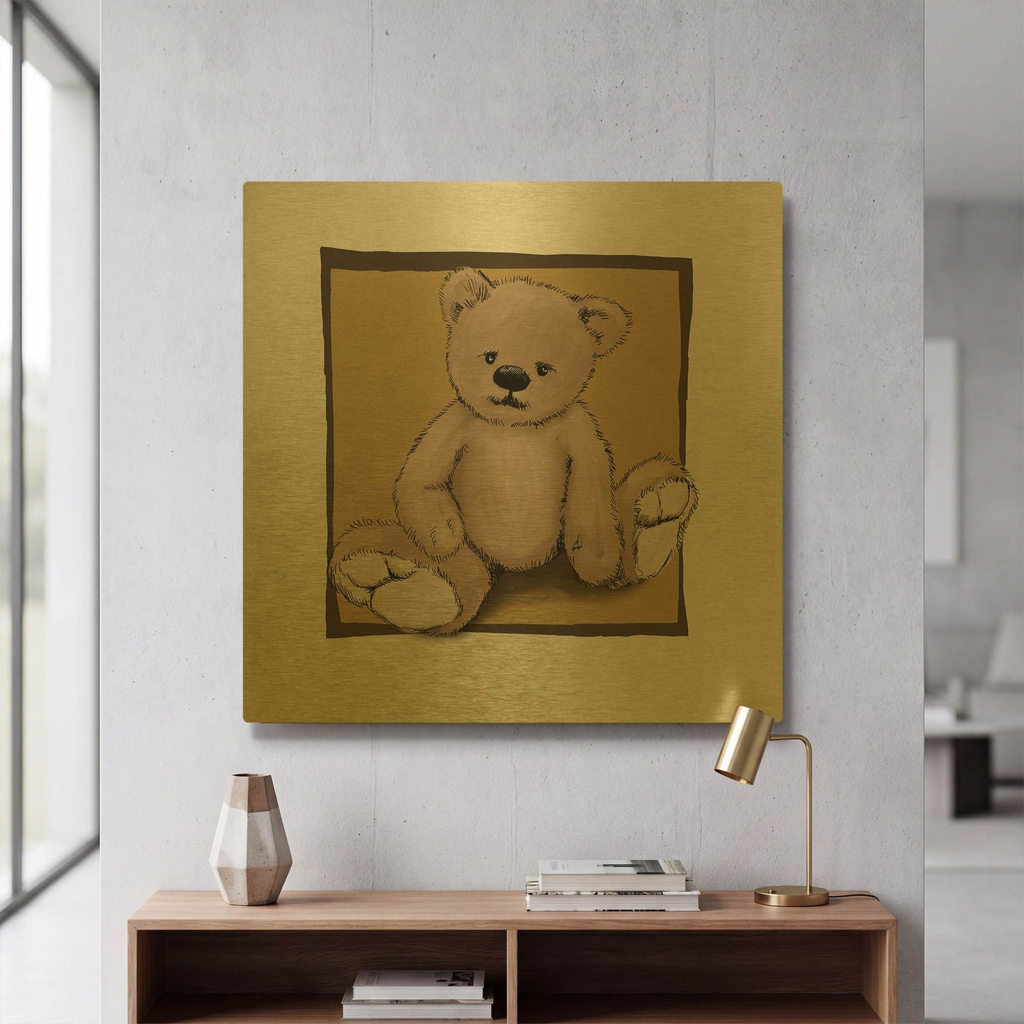 'Teddy Bear' By GraphINC Gold Metal Wall Art