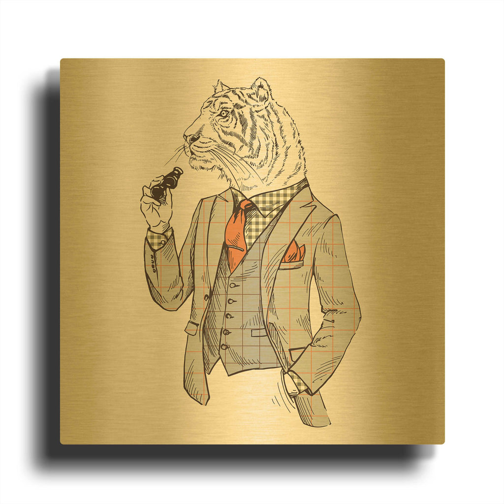 'Tiger-Man' By GraphINC Gold Metal Wall Art