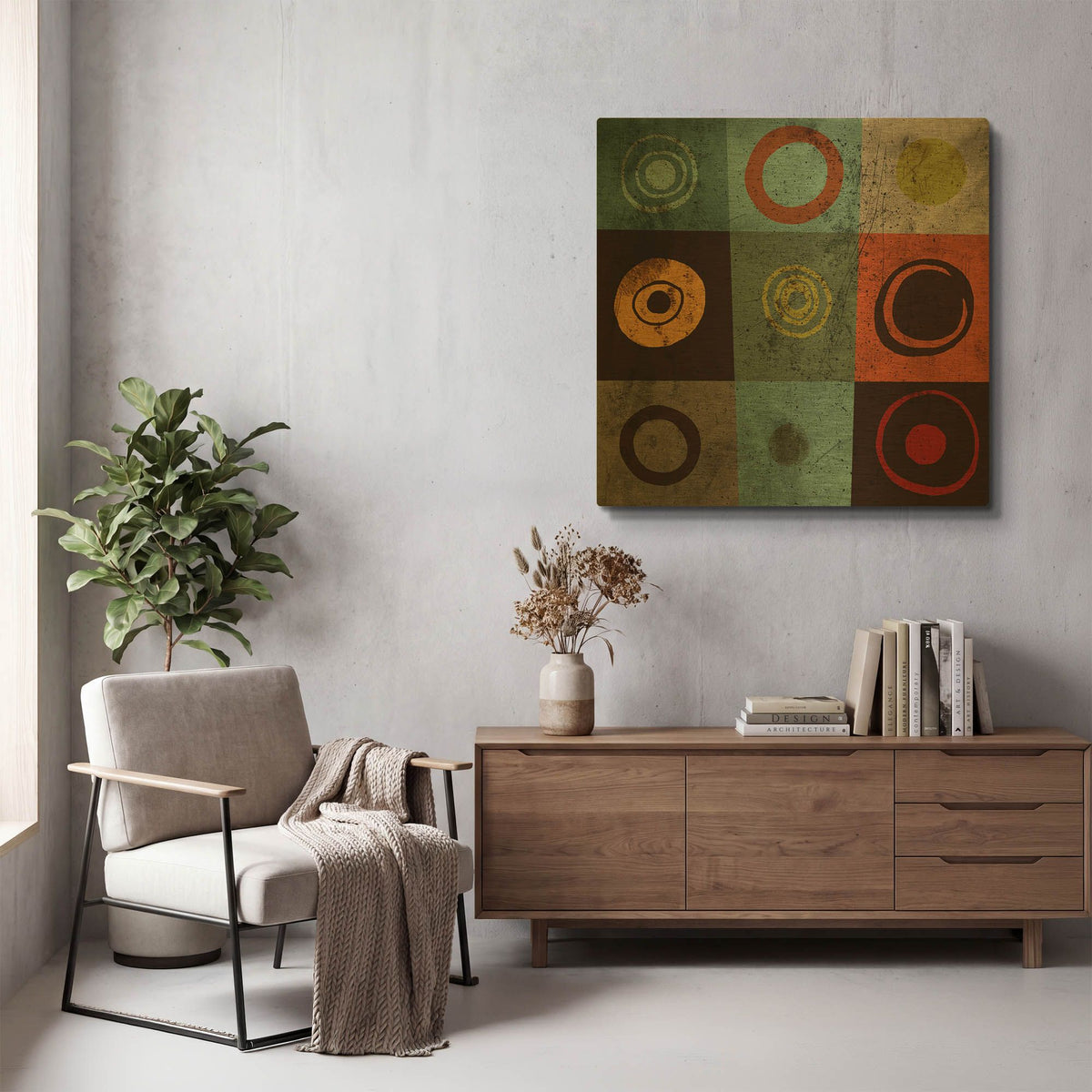 'Tiles Circles' By GraphINC Gold Metal Wall Art