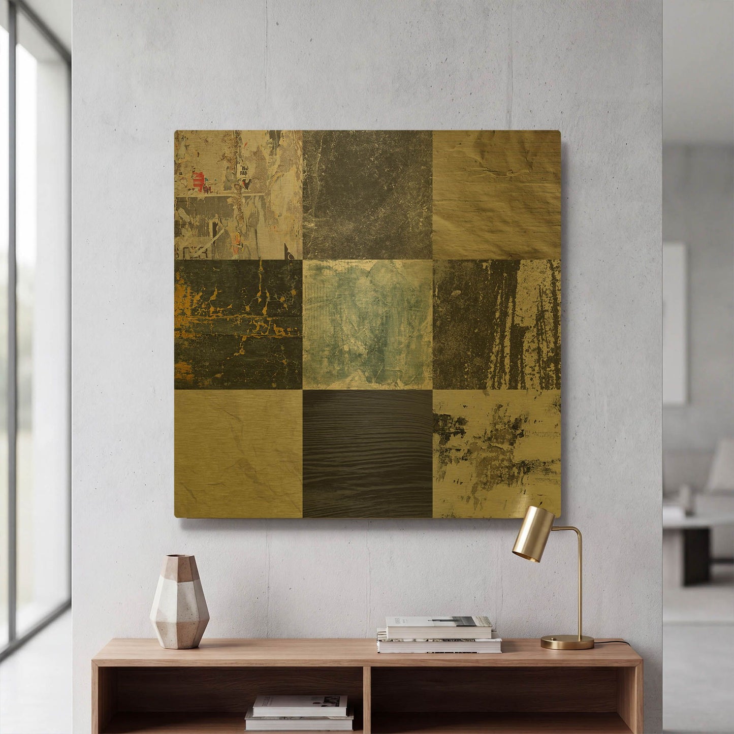'Tiles Decor Blue Notes 1' By GraphINC Gold Metal Wall Art