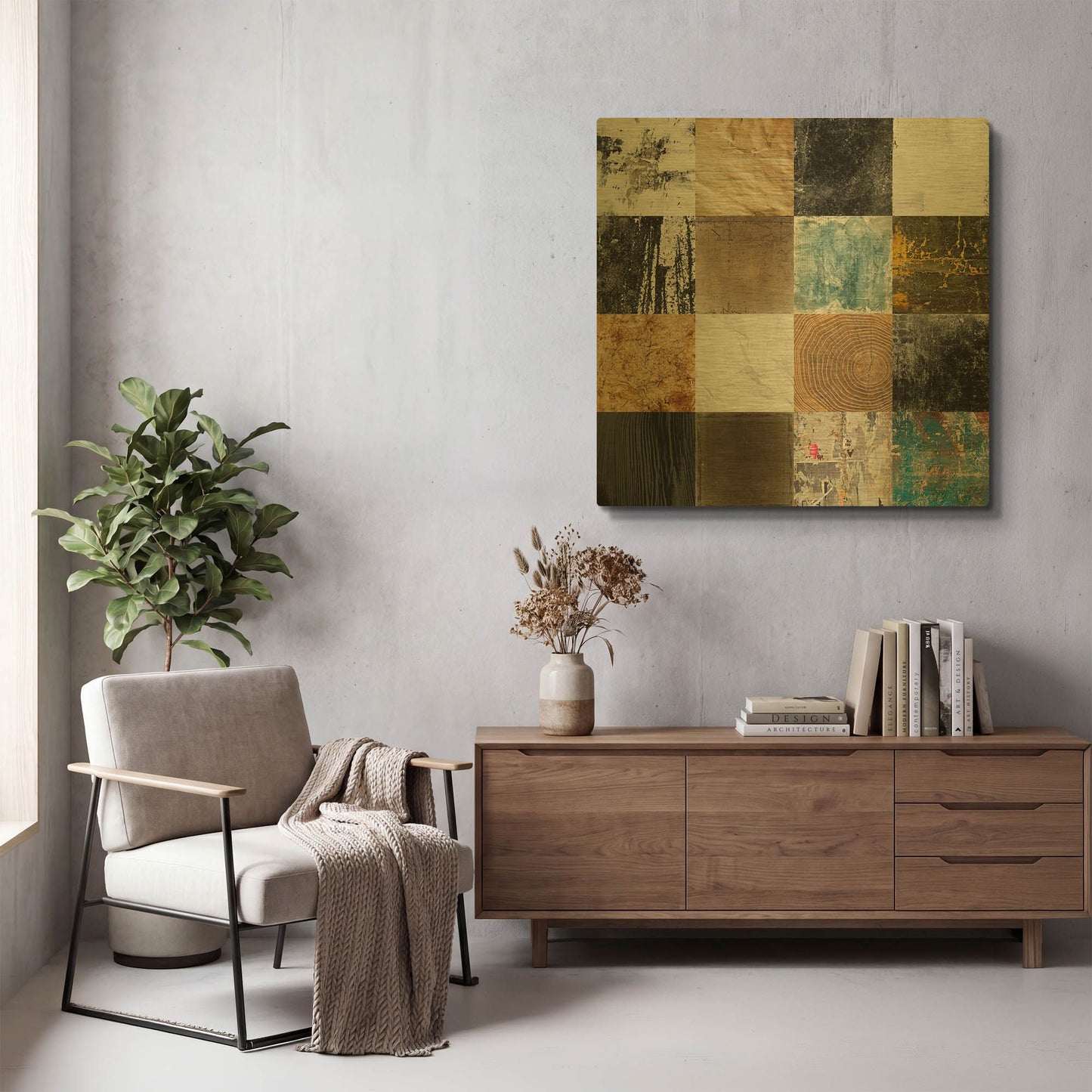 'Tiles Decor Blue Notes 2' By GraphINC Gold Metal Wall Art