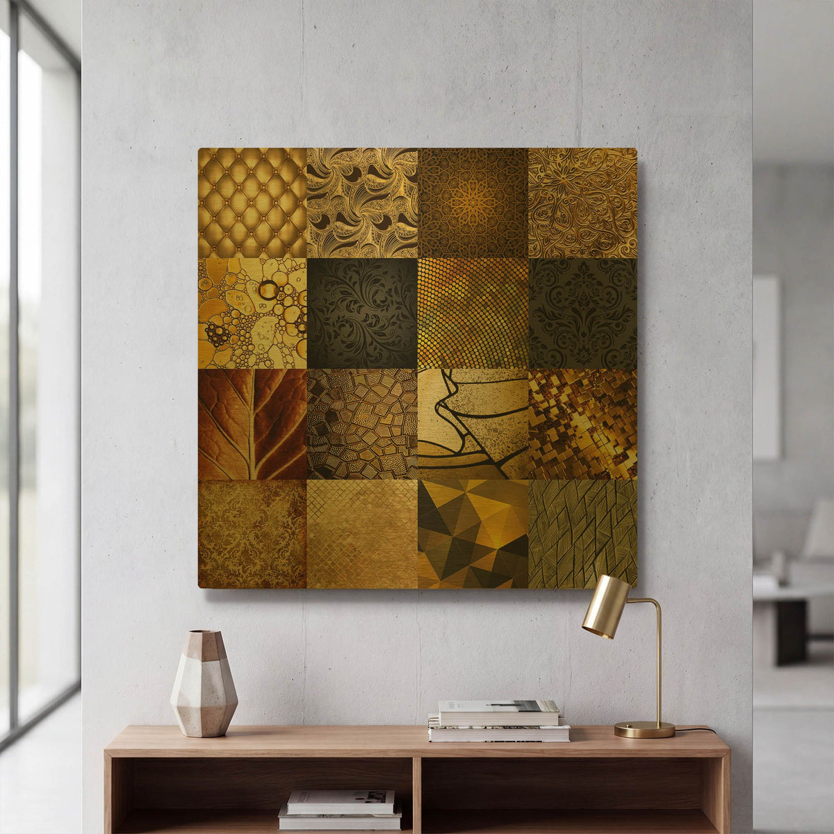 'Tiles Decor Gold' By GraphINC Gold Metal Wall Art