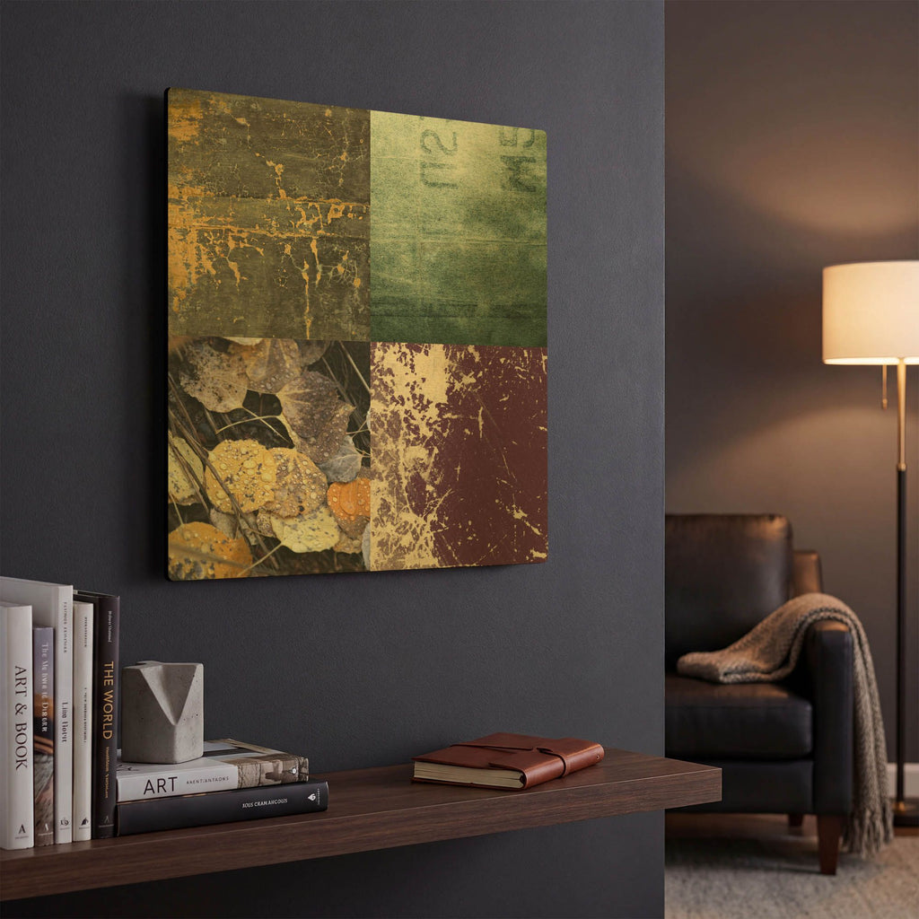 'Tiles Decor Green Notes' By GraphINC Gold Metal Wall Art