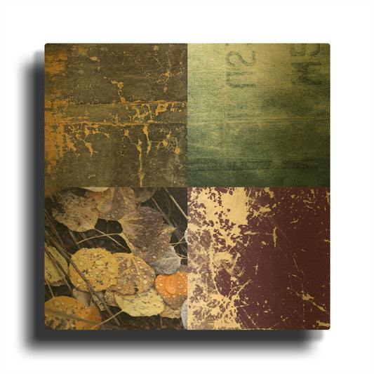 'Tiles Decor Green Notes' By GraphINC Gold Metal Wall Art