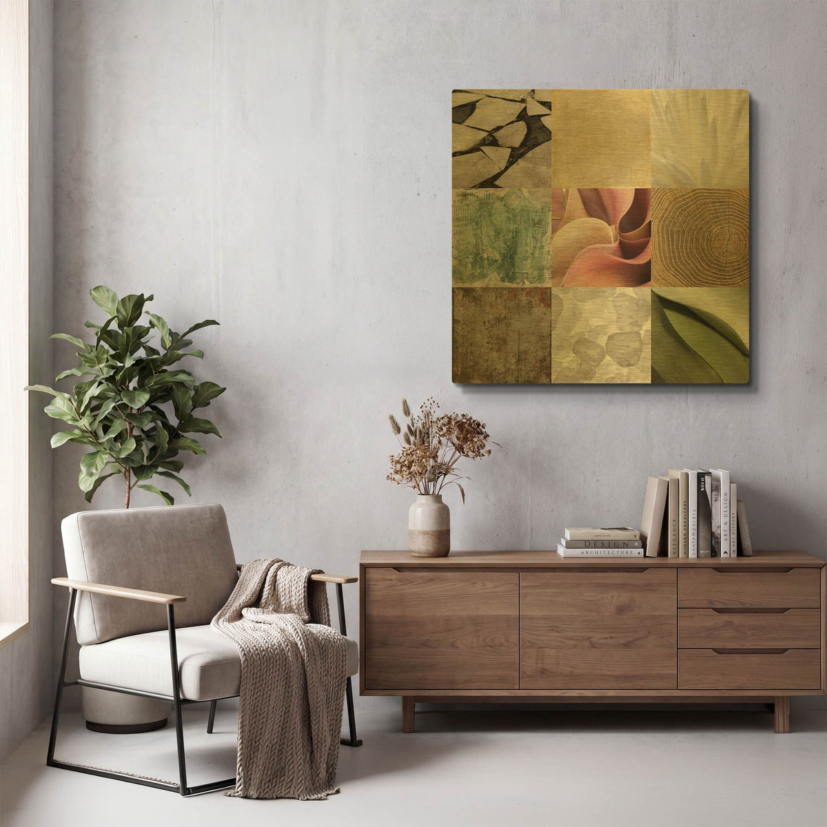 'Tiles Decor Ice White' By GraphINC Gold Metal Wall Art
