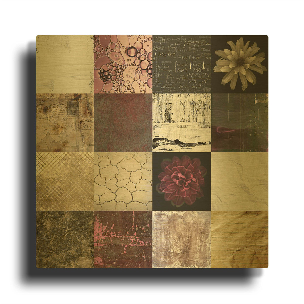 'Tiles Decor Purple Notes' By GraphINC Gold Metal Wall Art