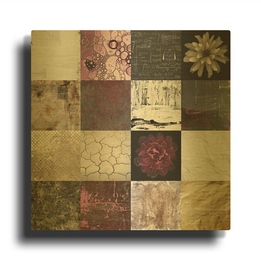 'Tiles Decor Purple Notes' By GraphINC Gold Metal Wall Art