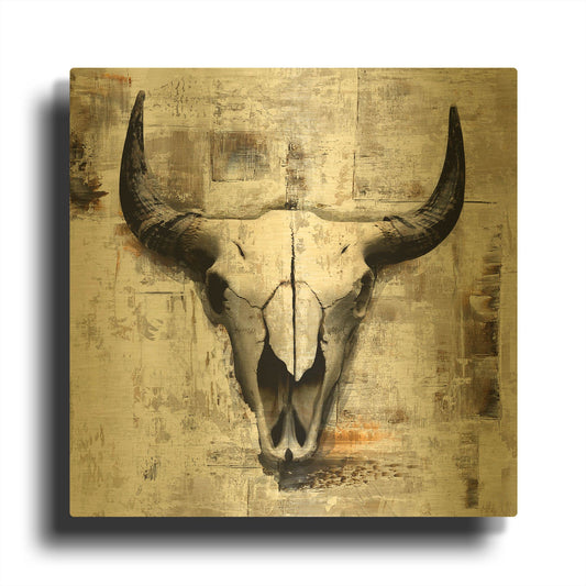 'White Cowskull' By GraphINC Gold Metal Wall Art