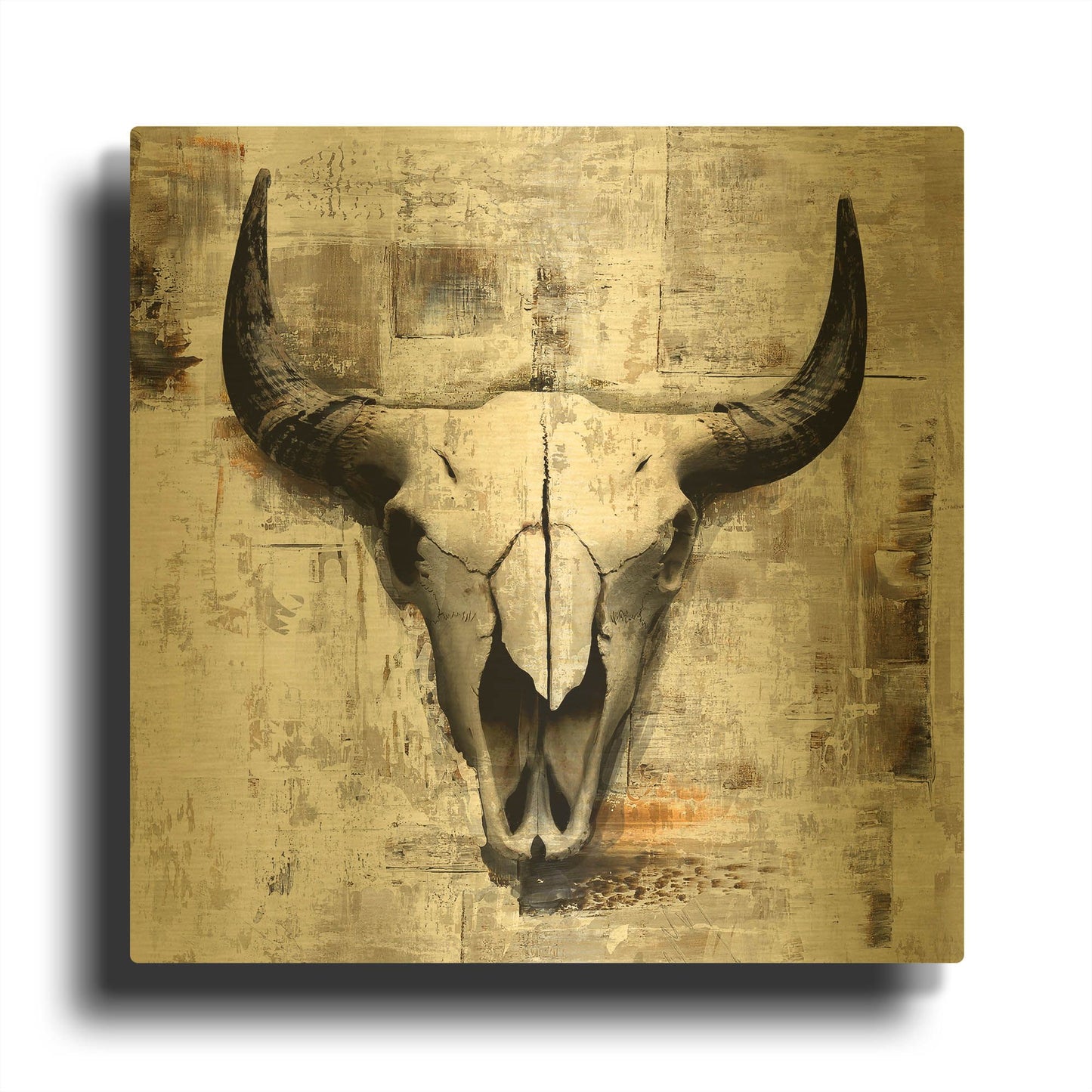 'White Cowskull' By GraphINC Gold Metal Wall Art