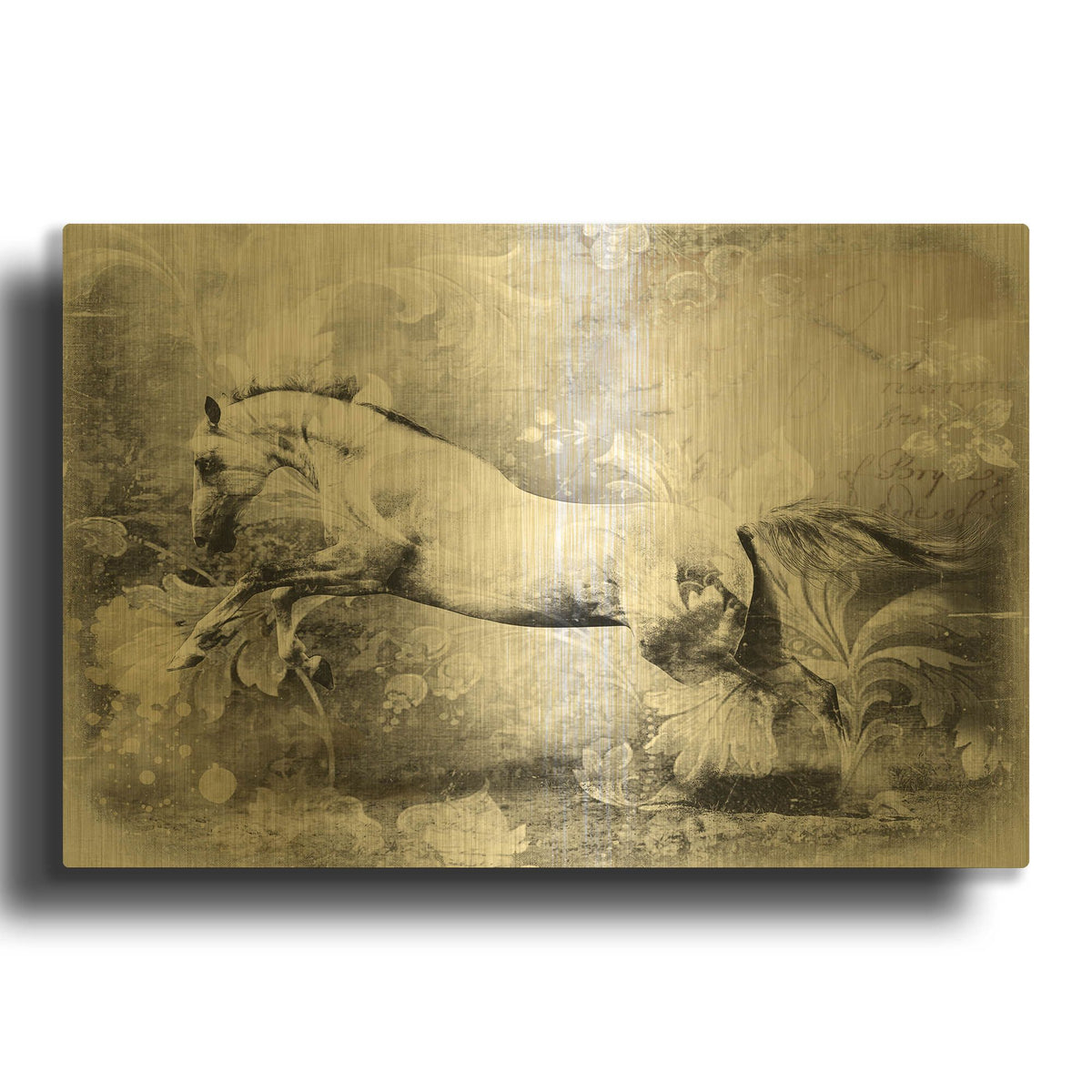 'White Horse' By GraphINC Gold Metal Wall Art