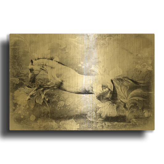 'White Horse' By GraphINC Gold Metal Wall Art