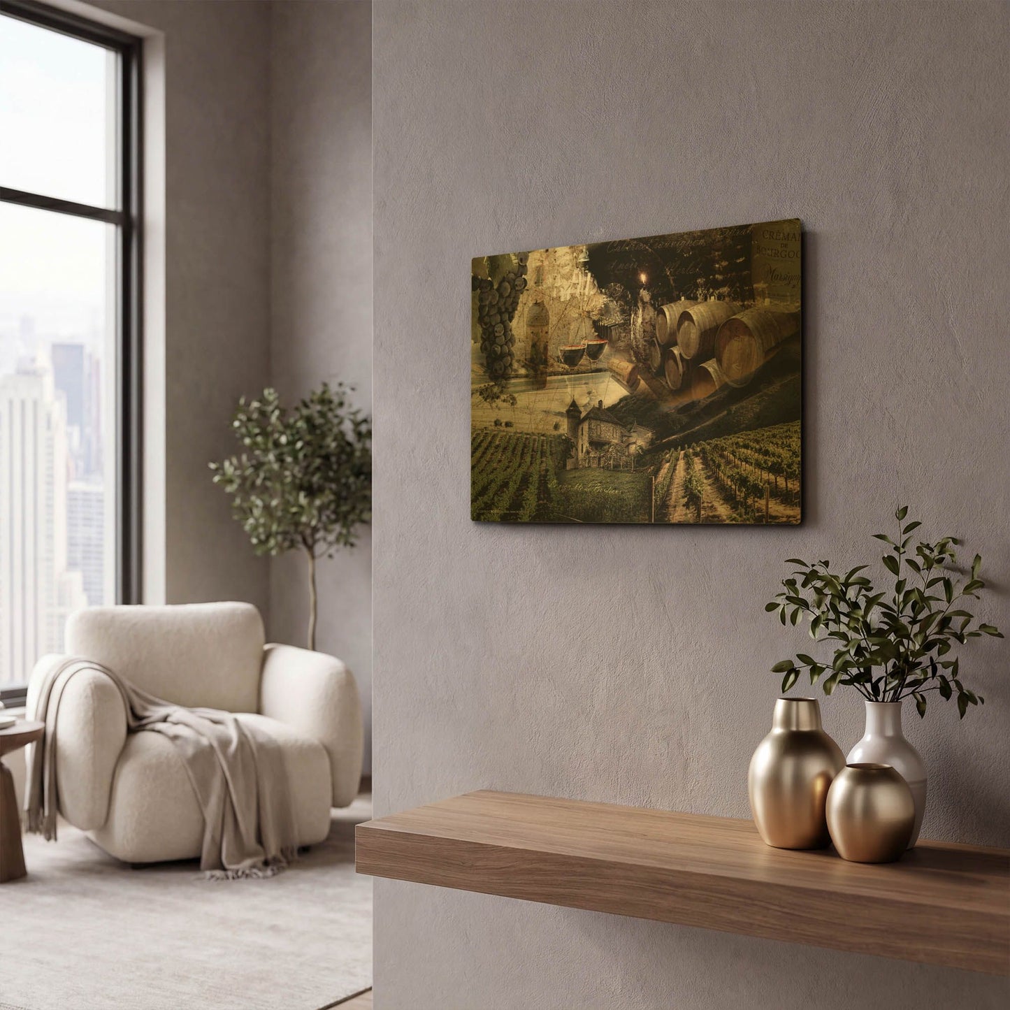 'Wine' By GraphINC Gold Metal Wall Art
