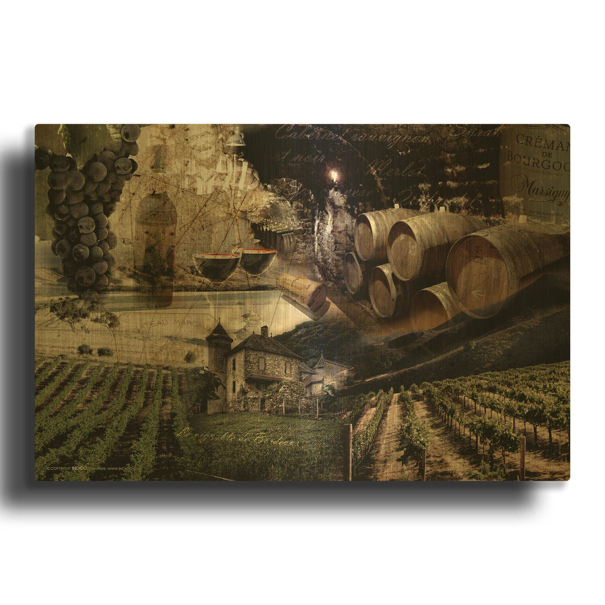 'Wine' By GraphINC Gold Metal Wall Art