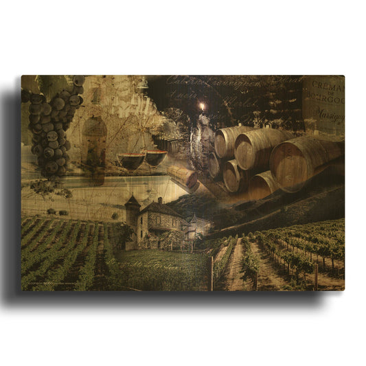'Wine' By GraphINC Gold Metal Wall Art