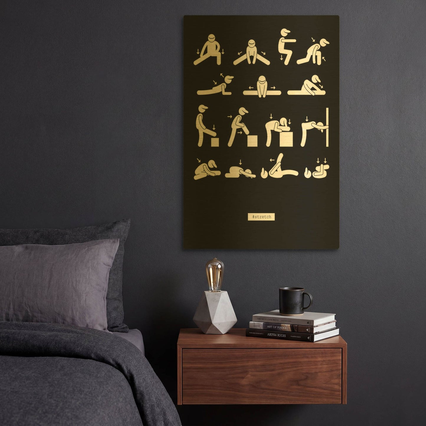 'Workout' By GraphINC Gold Metal Wall Art