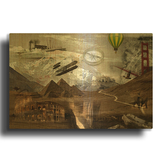 'World Travel' By GraphINC Gold Metal Wall Art