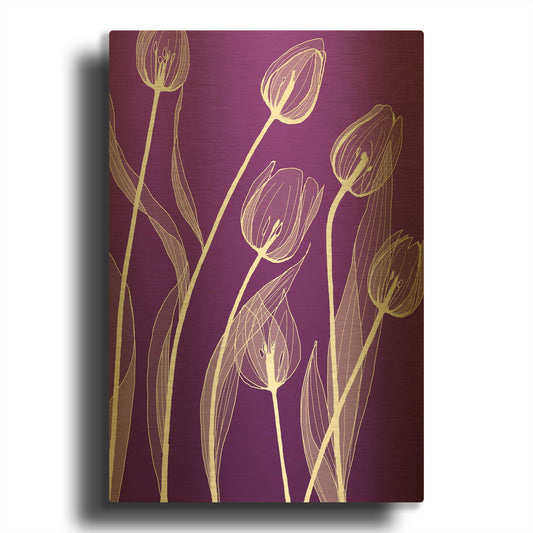 'X-ray Flowers Purple' By GraphINC Gold Metal Wall Art