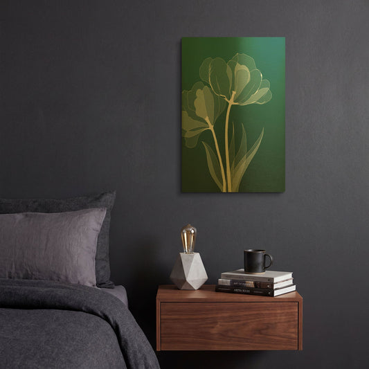 'X-ray Flowers Green' By GraphINC Gold Metal Wall Art