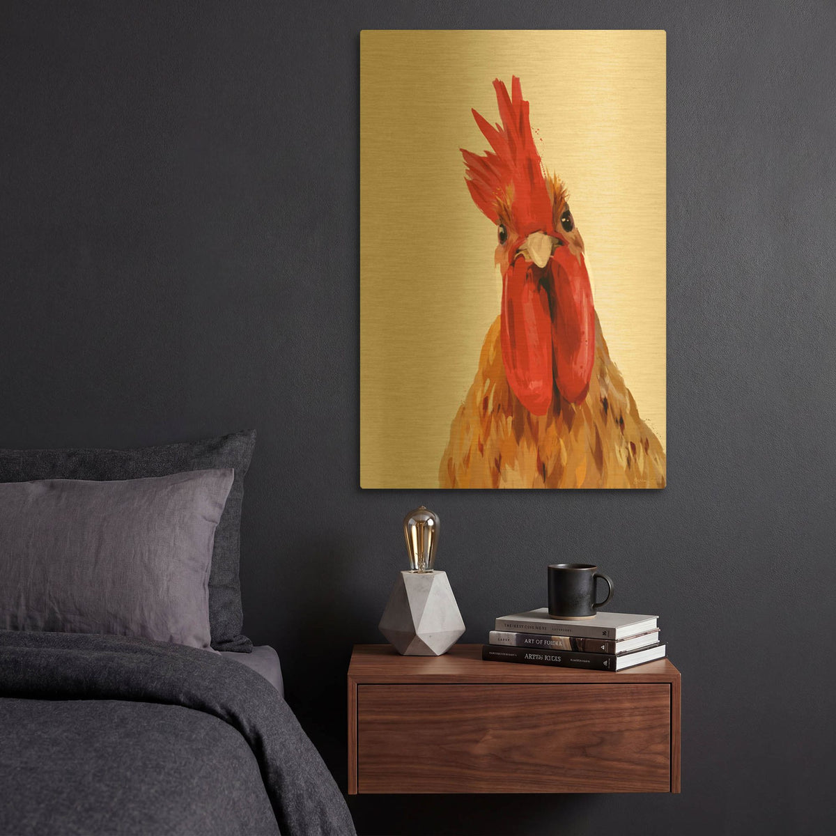'Chicken or The Egg' By Green Lili Gold Metal Wall Art
