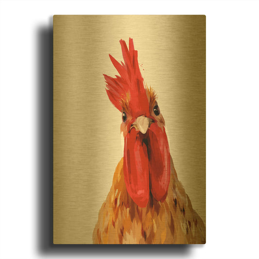 'Chicken or The Egg' By Green Lili Gold Metal Wall Art