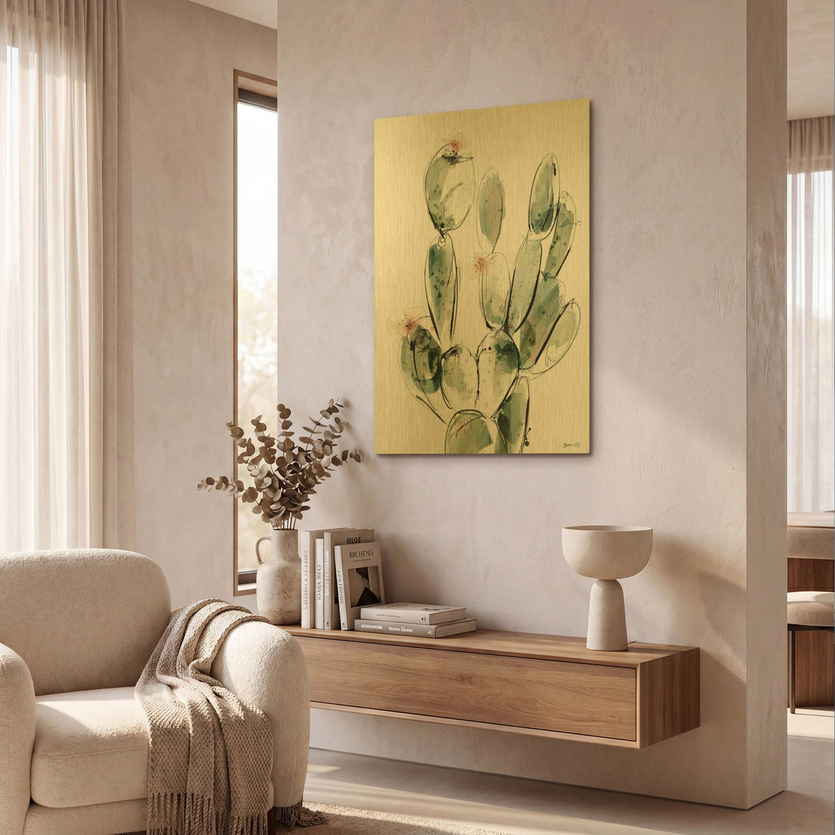 'Prickly Pear' By Green Lili Gold Metal Wall Art