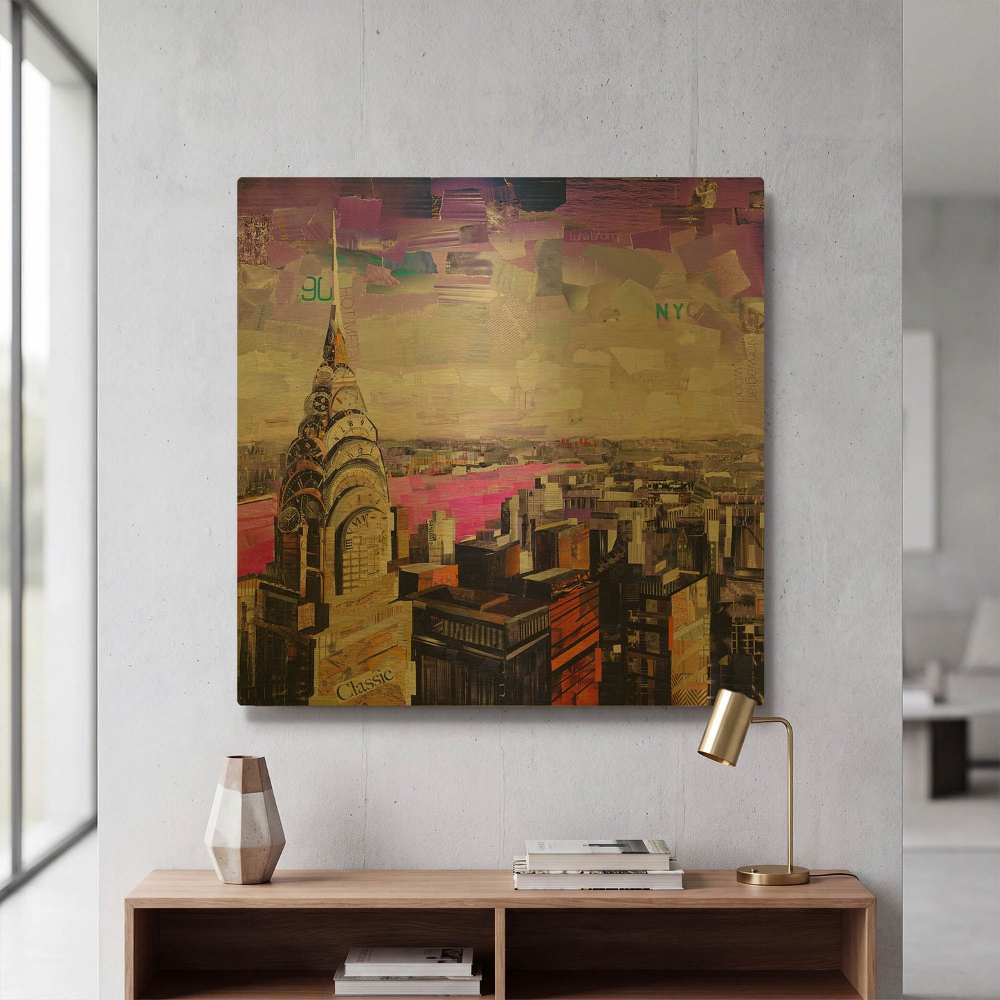 'Chrysler View' By Grey Gold Metal Wall Art