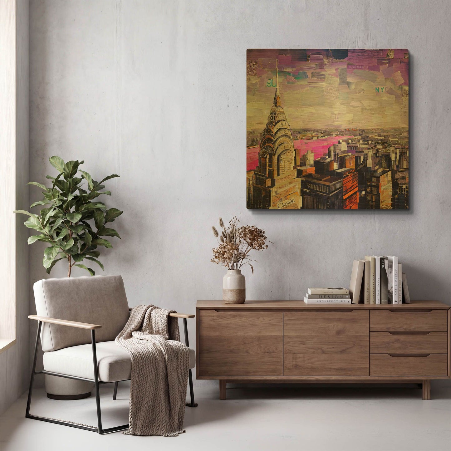 'Chrysler View' By Grey Gold Metal Wall Art