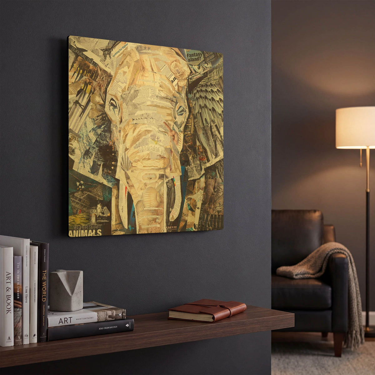 'Elephants Gaze' By Grey Gold Metal Wall Art