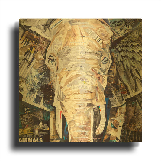 'Elephants Gaze' By Grey Gold Metal Wall Art